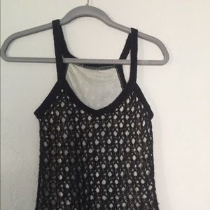 Black Tank Knitted Italian Sweater, Fully Lined